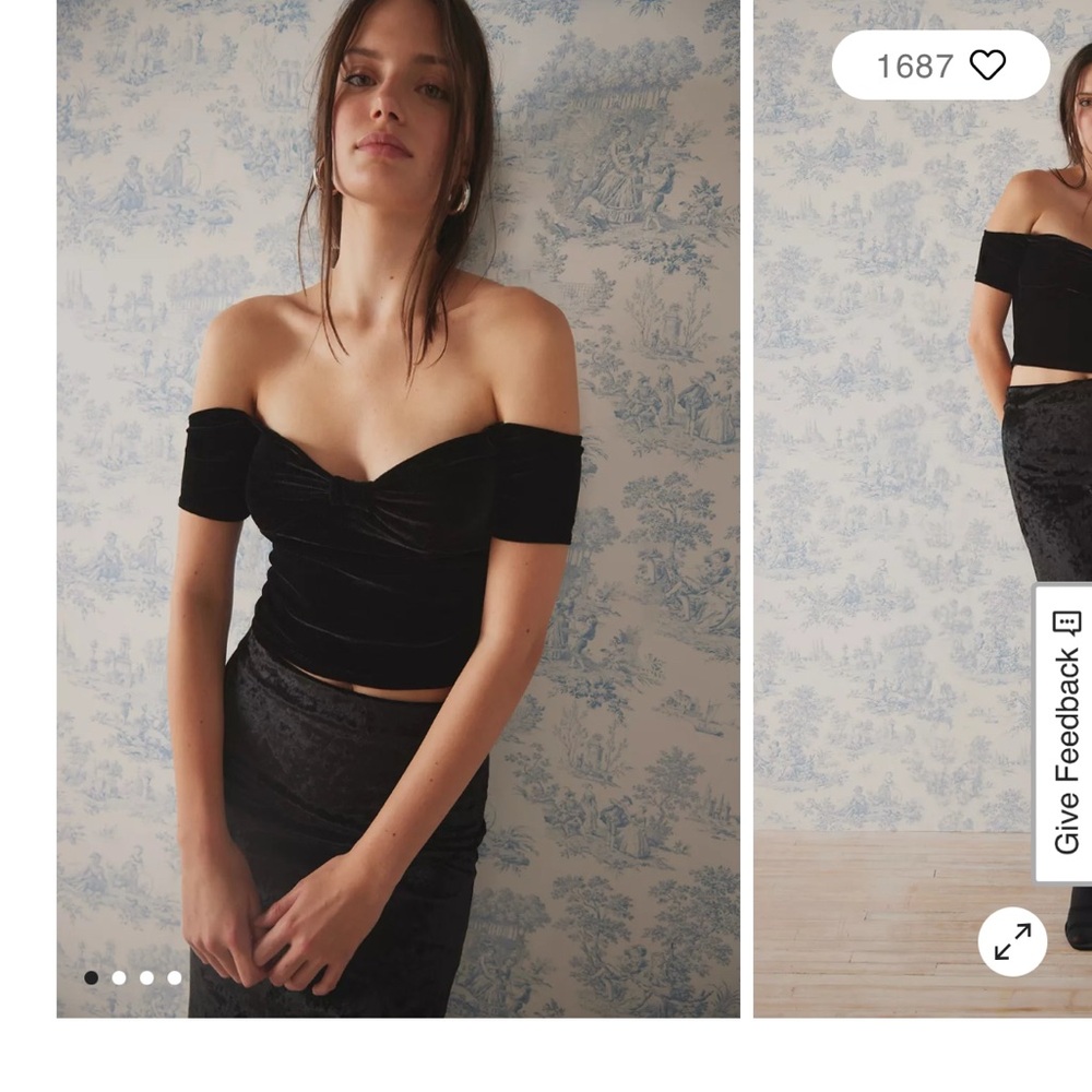 Kimchi Blue Esme Velvet Off-The-Shoulder Top